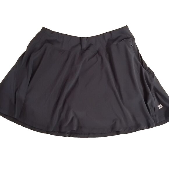 All In Motion Womens Skort Athletic Soft Mid-Rise Black Zip Pocket Stretch - Picture 2 of 5